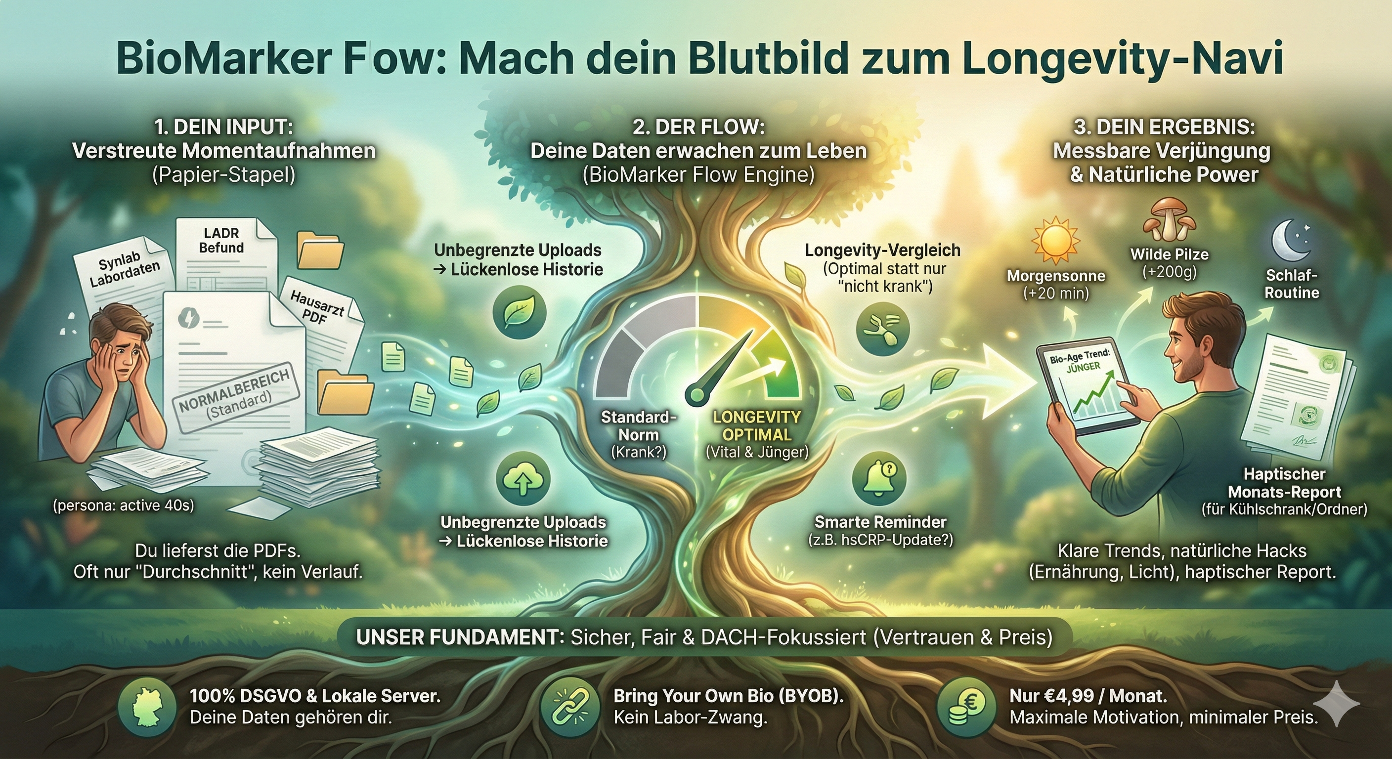 BioMarker Flow Dashboard Vorschau - Tracke deine Blutwerte über Zeit